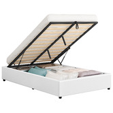 Hoxton Room White Tiago Faux Leather Gas Lift Bed Base
