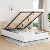 Hoxton Room White Tiago Faux Leather Gas Lift Bed Base