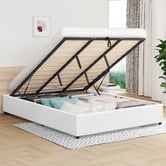 Hoxton Room White Tiago Faux Leather Gas Lift Bed Base