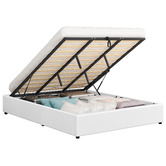 Hoxton Room White Tiago Faux Leather Gas Lift Bed Base