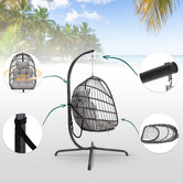 Hoxton Room Broderick Outdoor Hanging Egg Chair with Stand