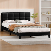 Hoxton Room Black Cassandra Faux Leather Bed Frame