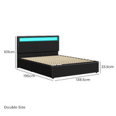 Hoxton Room Black Caledon PU Leather Gas Lift Storage Bed with LED