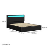 Hoxton Room Black Caledon PU Leather Gas Lift Storage Bed with LED