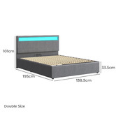 Hoxton Room Grey Caledon Upholstered Gas Lift Storage Bed with LED