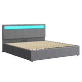 Hoxton Room Grey Caledon Upholstered Gas Lift Storage Bed with LED