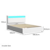 Hoxton Room White Caledon PU Leather Gas Lift Storage Bed with LED