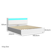 Hoxton Room White Caledon PU Leather Gas Lift Storage Bed with LED