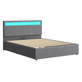 Hoxton Room Grey Caledon Upholstered Gas Lift Storage Bed with LED