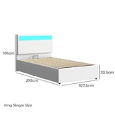 Hoxton Room White Caledon PU Leather Gas Lift Storage Bed with LED