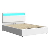 Hoxton Room White Caledon PU Leather Gas Lift Storage Bed with LED