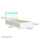 Hoxton Room White Caledon Boucle Gas Lift Storage Bed with LED