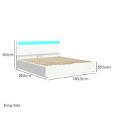 Hoxton Room White Caledon Boucle Gas Lift Storage Bed with LED