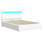 Hoxton Room White Caledon Boucle Gas Lift Storage Bed with LED