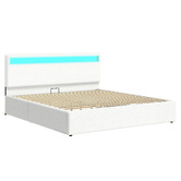 Hoxton Room White Caledon Boucle Gas Lift Storage Bed with LED