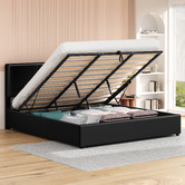 Hoxton Room Black Hudson Faux Leather Gas Lift Storage Bed