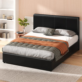 Hoxton Room Black Hudson Faux Leather Gas Lift Storage Bed
