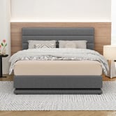 Hoxton Room Grey Alpine Upholstered Gas Lift Storage Bed with LED