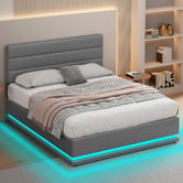 Hoxton Room Grey Alpine Upholstered Gas Lift Storage Bed with LED