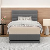 Hoxton Room Grey Alpine Upholstered Gas Lift Storage Bed with LED