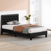 Hoxton Room Black Vernon Faux Leather Bed Frame