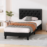 Hoxton Room Black Vernon Faux Leather Bed Frame