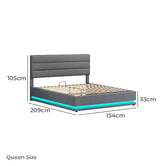 Hoxton Room Grey Alpine Upholstered Gas Lift Storage Bed with LED