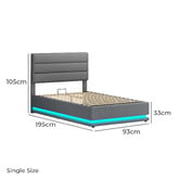 Hoxton Room Grey Alpine Upholstered Gas Lift Storage Bed with LED