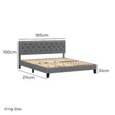 Hoxton Room Grey Vernon Upholstered Bed Frame