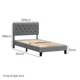 Hoxton Room Grey Vernon Upholstered Bed Frame
