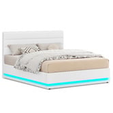 Hoxton Room White Alpine Boucle Gas Lift Storage Bed with LED