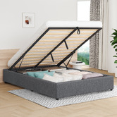 Hoxton Room Tiago Linen-Look Gas Lift Bed Base