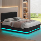 Hoxton Room Black Alpine Upholstered Gas Lift Storage Bed with LED