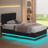 Hoxton Room Black Alpine Upholstered Gas Lift Storage Bed with LED