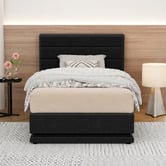 Hoxton Room Black Alpine Upholstered Gas Lift Storage Bed with LED