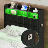 Hoxton Room Charcoal Michel Gas Lift Storage Bed Frame with LED
