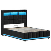 Hoxton Room Charcoal Michel Gas Lift Storage Bed Frame with LED