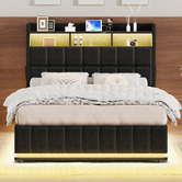 Hoxton Room Charcoal Michel Gas Lift Storage Bed Frame with LED