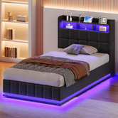 Hoxton Room Charcoal Michel Gas Lift Storage Bed Frame with LED