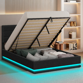 Hoxton Room Black Alpine Upholstered Gas Lift Storage Bed with LED