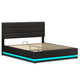 Hoxton Room Black Alpine Upholstered Gas Lift Storage Bed with LED