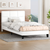 Hoxton Room White Cassandra Faux Leather Bed Frame
