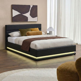 Hoxton Room Black Alpine Upholstered Gas Lift Storage Bed with LED