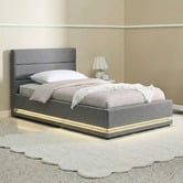 Hoxton Room Grey Alpine Upholstered Gas Lift Storage Bed with LED