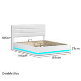 Hoxton Room White Alpine PU Leather Gas Lift Storage Bed with LED