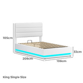 Hoxton Room White Alpine PU Leather Gas Lift Storage Bed with LED