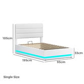 Hoxton Room White Alpine PU Leather Gas Lift Storage Bed with LED