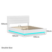Hoxton Room White Alpine Boucle Gas Lift Storage Bed with LED