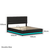 Hoxton Room Black Alpine Upholstered Gas Lift Storage Bed with LED