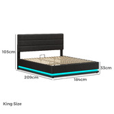 Hoxton Room Black Alpine Upholstered Gas Lift Storage Bed with LED
